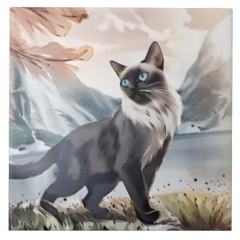 水彩白黒毛羽立自然 タイル