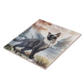 水彩白黒毛羽立自然 タイル (側面)