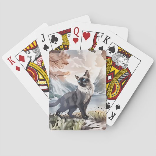 水彩白黒毛羽立自然 トランプ (裏面)