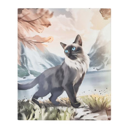 水彩白黒毛羽立自然 メタルプリント