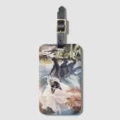 水彩白黒毛羽立自然 ラゲッジタグ (正面縦)