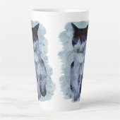 水彩白黒猫の青い目 カフェラテマグ (正面)