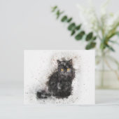 水彩白黒猫 ポストカード (スタンド正面)