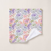 水彩白、ピンクの花 バスタオルセット (ウォッシュタオル)