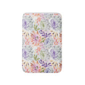 水彩白、ピンクの花 バスマット (正面縦)