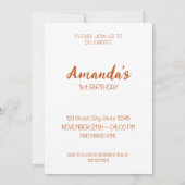 水彩白&ブラウンハッピーベア1st誕生日 招待状 (裏面)