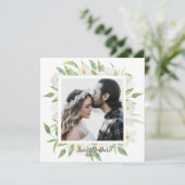 水彩白&緑フローラ保存日 招待状 (スタンド正面)