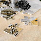 水彩白、黄色の花 ジグソーパズル (側面)