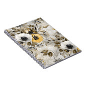 水彩白、黄色の花 ノートブック (右側)