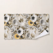 水彩白、黄色の花 バスタオルセット (ハンドタオル)