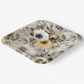 水彩白、黄色の花 ペーパープレート (傾斜あり)