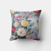 水彩白、黄色、ピンクのバラ クッション (裏面)