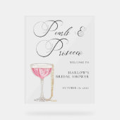 水彩真珠とプロセッコブライダルシャワー アクリルサイン (正面)