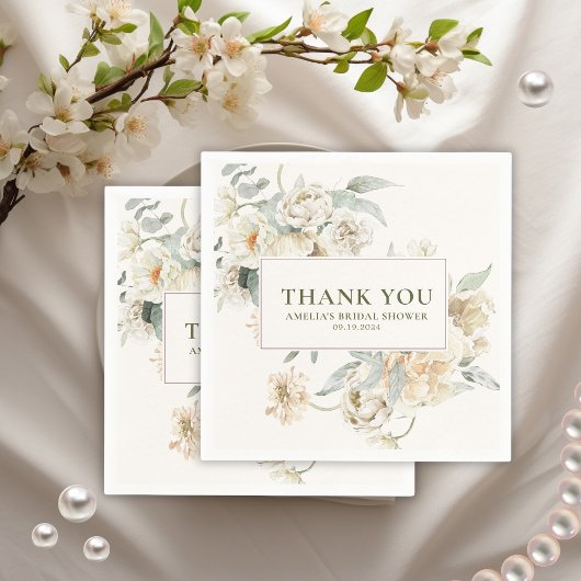 水彩真珠とプロセッコブライダルシャワー スタンダードカクテルナプキン