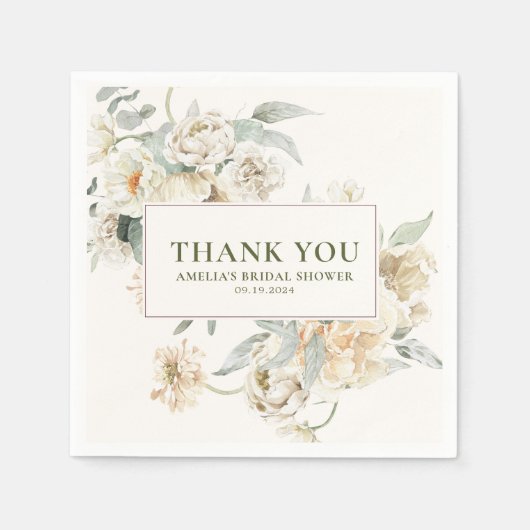 水彩真珠とプロセッコブライダルシャワー スタンダードカクテルナプキン (正面)