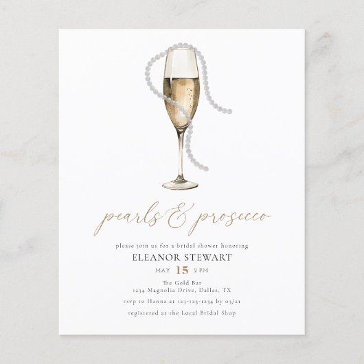 水彩真珠とプロセッコブライダルシャワー チラシ (正面)