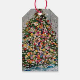 水彩真珠クリスマスツリー ギフトタグ