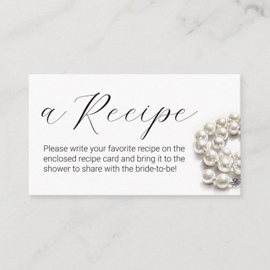 水彩真珠ブライダルシャワー共有Aレシピ エンクロージャーカード (正面)