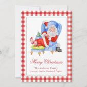 水彩眠るサンタギンガムクリスマス シーズンカード (正面)