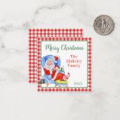 水彩眠るサンタクリスマスギフトエンクロージャー ノートカード (正面/裏面インサイチュ)