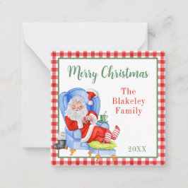 水彩眠るサンタクリスマスギフトエンクロージャー ノートカード