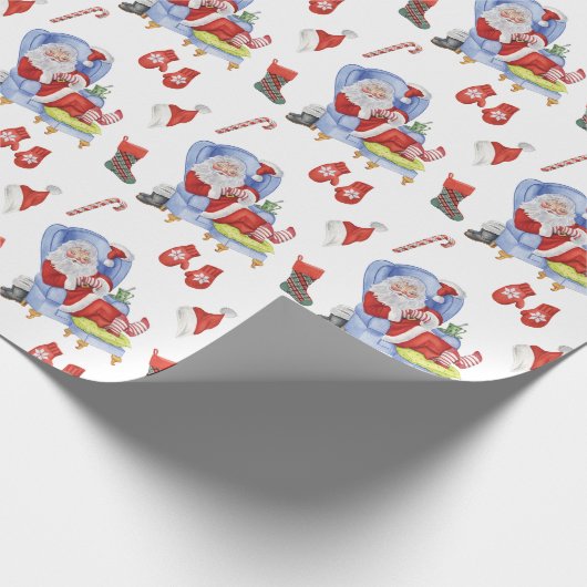 水彩眠るサンタハン色彩の鮮やかド ラッピングペーパー (角)