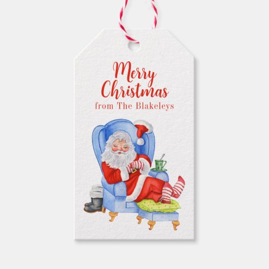 水彩眠るサンタ・クリスマス ギフトタグ (正面)
