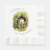 水彩眠るハリネズミ赤ちゃんシャワー 縁ありランチョンナプキン (正面)