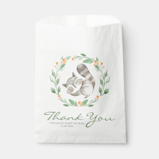 水彩眠るラクーンリースありがとう フェイバーバッグ (正面)