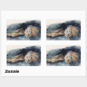 水彩眠る獅子 長方形シール (シート)