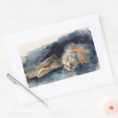 水彩眠る獅子 長方形シール (封筒)