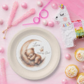 水彩眠る茶色のクマの月 ペーパープレート (パーティー)