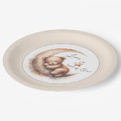 水彩眠る茶色のクマの月 ペーパープレート (アングル)