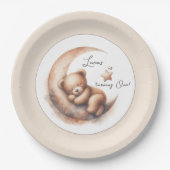 水彩眠る茶色のクマの月 ペーパープレート (正面)