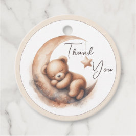 水彩眠る茶色のベージュベアーオンザムーン フェイバータグ