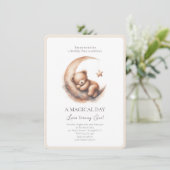 水彩眠る茶色のベージュベアーオンザムーン 招待状 (スタンド正面)