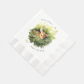 水彩眠る鹿の赤ちゃんシャワー 縁ありランチョンナプキン (角)