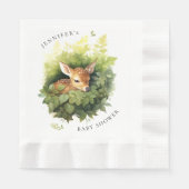 水彩眠る鹿の赤ちゃんシャワー 縁ありランチョンナプキン (正面)