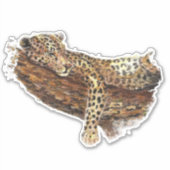 水彩睡眠休眠性豹の猫 シール (正面)