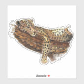 水彩睡眠休眠性豹の猫 シール (シート)