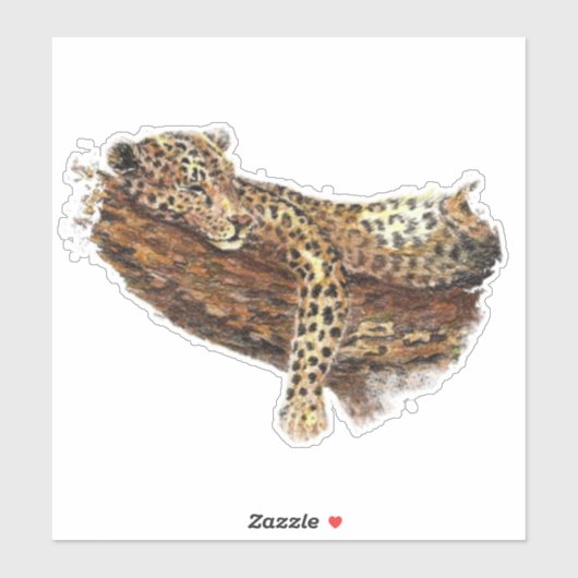 水彩睡眠休眠性豹の猫 シール (シート)