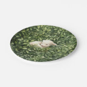 水彩睡眠子羊の緑の赤ちゃんシャワー ペーパープレート (アングル)