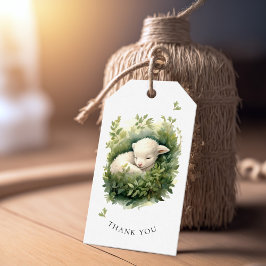 水彩睡眠子羊の赤ちゃんシャワー ギフトタグ