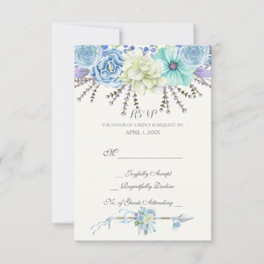 水彩矢の羽フローラボホトライバル 出欠カード (正面)