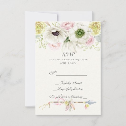 水彩矢の羽フローラボホトライバル 出欠カード (正面)