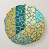 水彩石絵画モザイク+あなたのアイディア ラウンドクッション (裏面)