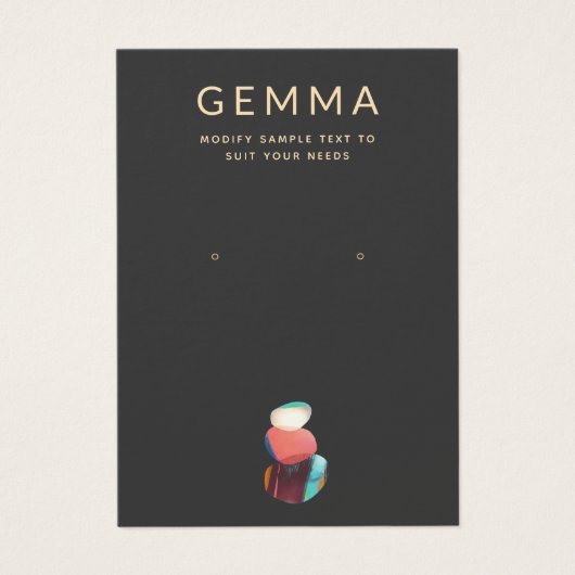 水彩石芸術的石耳飾り表示カード (正面)