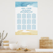 水彩砂と海のシーティングチャート ポスター (キッチン)