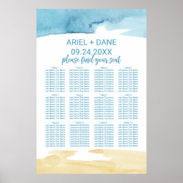 水彩砂と海のシーティングチャート ポスター