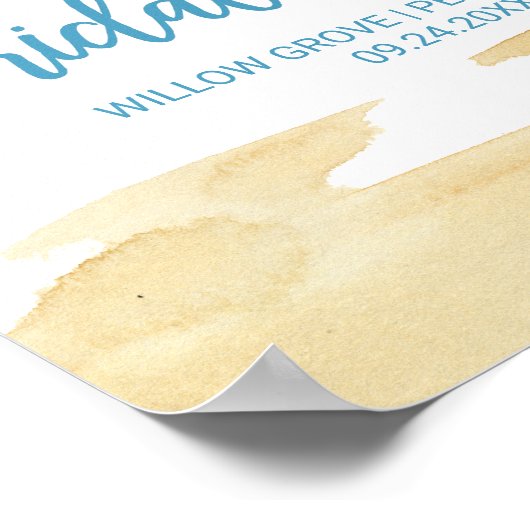 水彩砂と海のブライダルシャワーへようこそ ポスター (角)